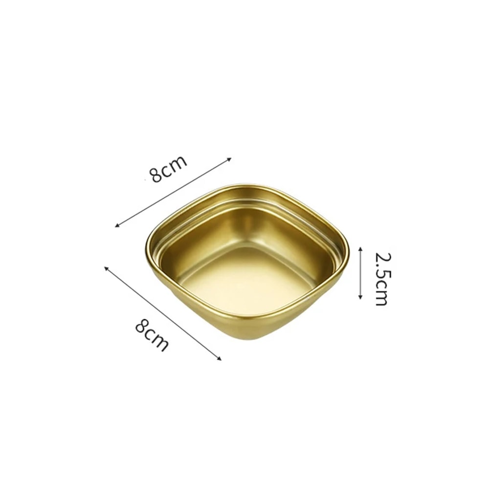 Gold Stainless Steel Seasoning Dish Hot Pot Dipping Bowl Square Soy Sauce Dish Barbecue Snack Plate 1