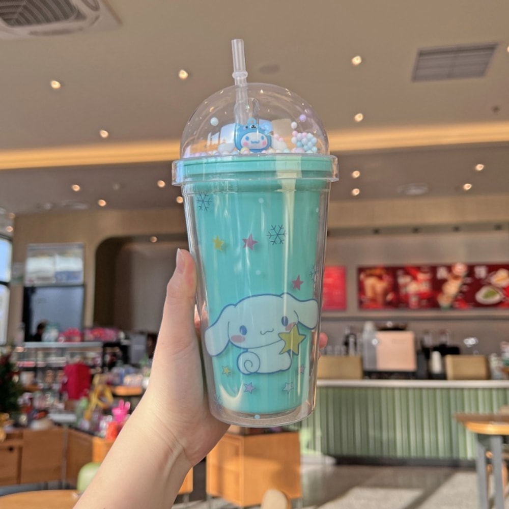 Creative Double Layer Drinking Cup Large Capacity Plastic Straw Mug Lid For Juice 0