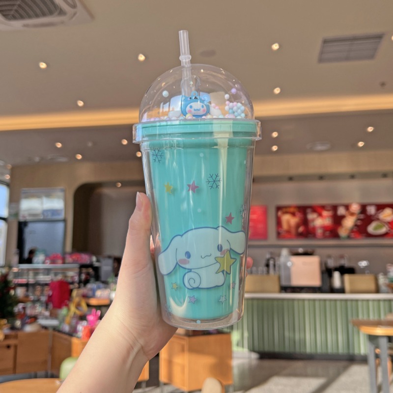 Creative Double Layer Drinking Cup Large Capacity Plastic Straw Mug Lid For Juice 0