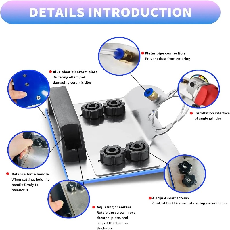 Angle Grinder Stand for Chamfer Cuts, Universal Tile Cutting Holder, Precision Cutting Tool
