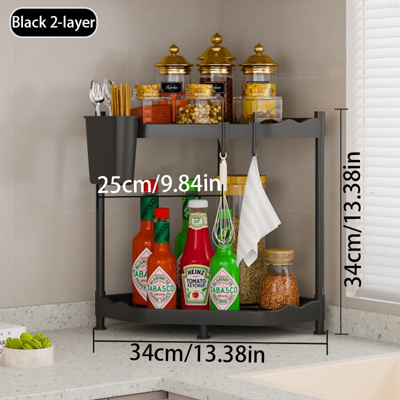 Multi Layer FanShaped Storage Rack In Kitchen Triangular Storage For Household Bedroom 1