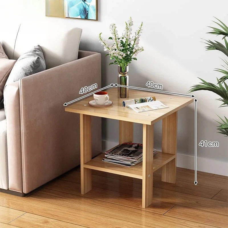 Modern Simple Side Table Solid Wood Bedroom Nightstand Stable Storage Rack With Sturdy Cabinet For 2