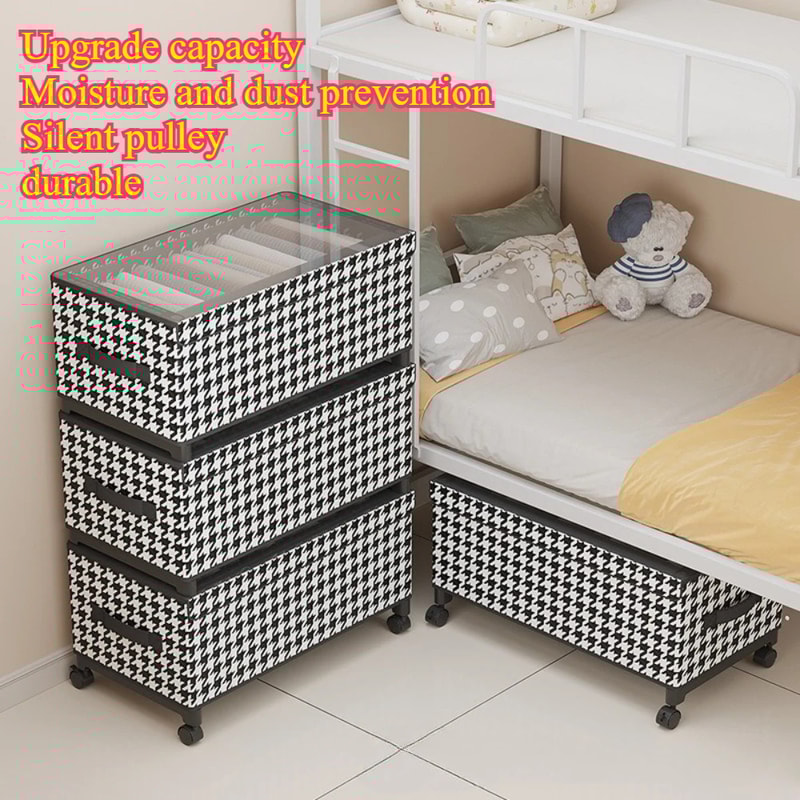 Movable Underbed Storage Box Multifunctional Toy Sorting Box DustProof Clothing Organizer Clothing