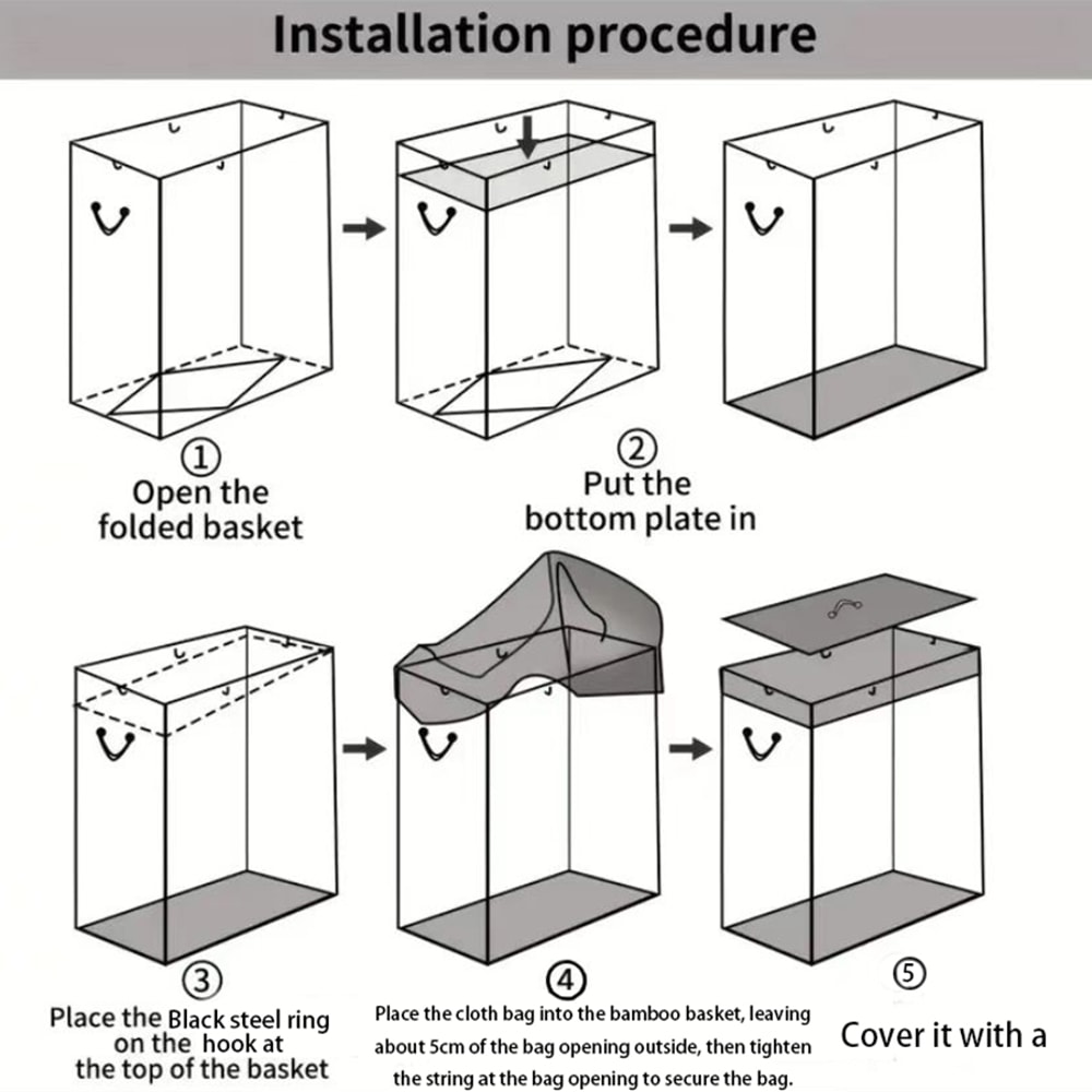 Large Bamboo Foldable Storage Basket, Ideal Laundry Basket, Toy Storage Box, Household Organizer for Bedroom