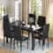 Dining Set, Glass Table with PU Leather Chairs, Modern Dining Room Set for Small Spaces