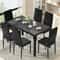 Dining Set, Glass Table with PU Leather Chairs, Modern Dining Room Set for Small Spaces