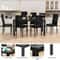 Dining Set, Glass Table with PU Leather Chairs, Modern Dining Room Set for Small Spaces
