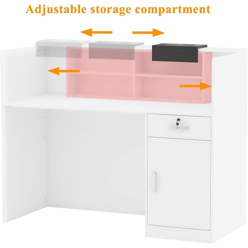 Black and White Wooden Computer Desk with Storage, Hutch, Lockable Drawer, and Cabinet