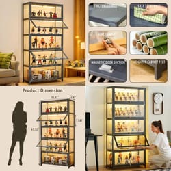 crylic display cabinet, glass display case for collectibles and figurines, perfect home showcase