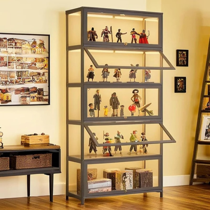crylic Display Cabinet, Glass Display Case for Collectibles and Figurines, Perfect Home Showcase