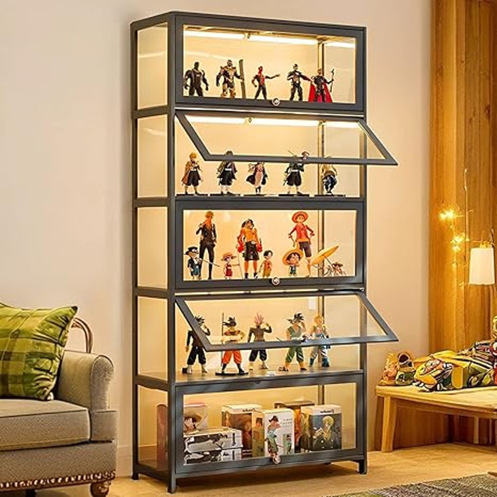 crylic Display Cabinet, Glass Display Case for Collectibles and Figurines, Perfect Home Showcase