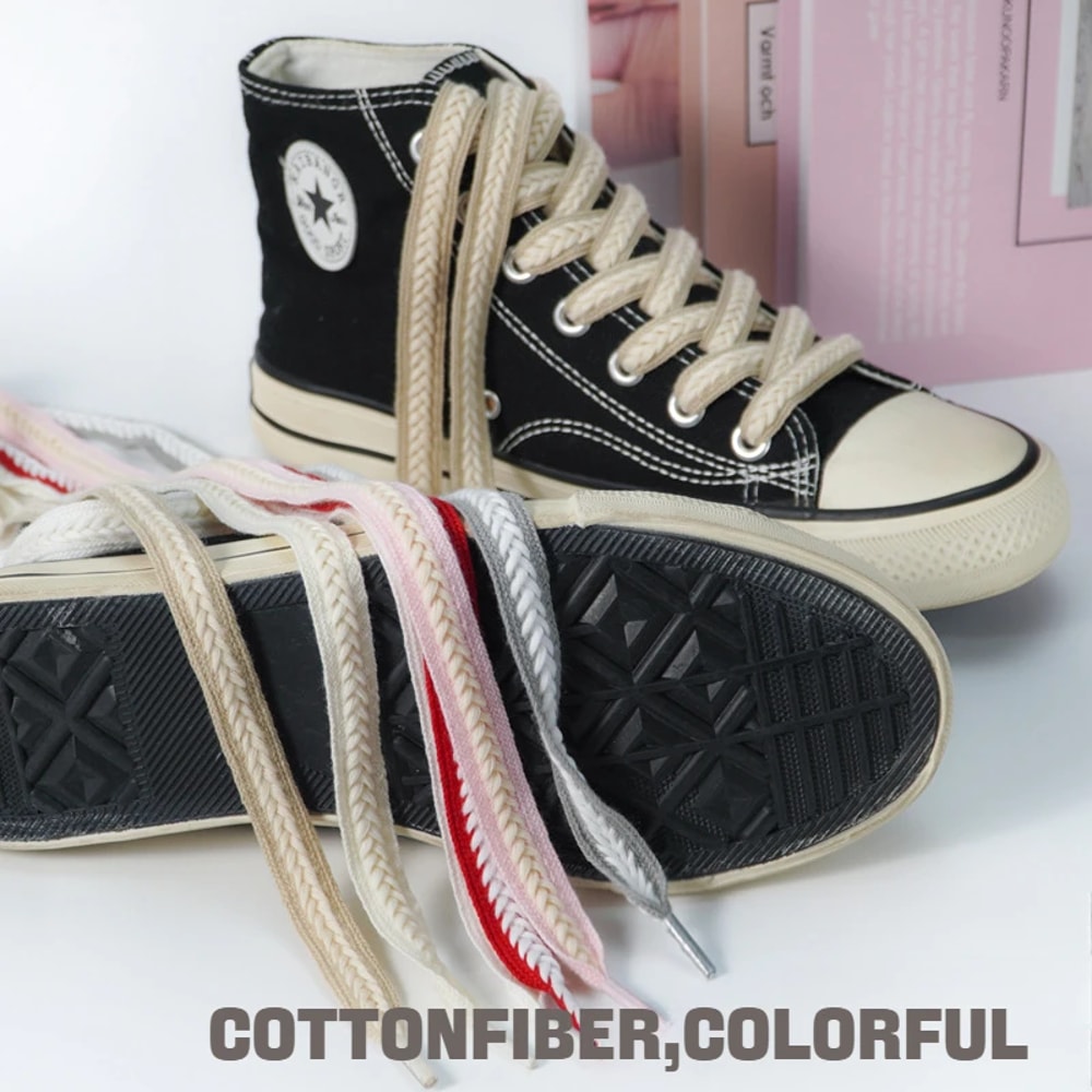 Fashion Wheat Shoelaces 1Pair Sneakers Flat Shoelace 15cm Widen Brand Cotton Laces For Shoes 4