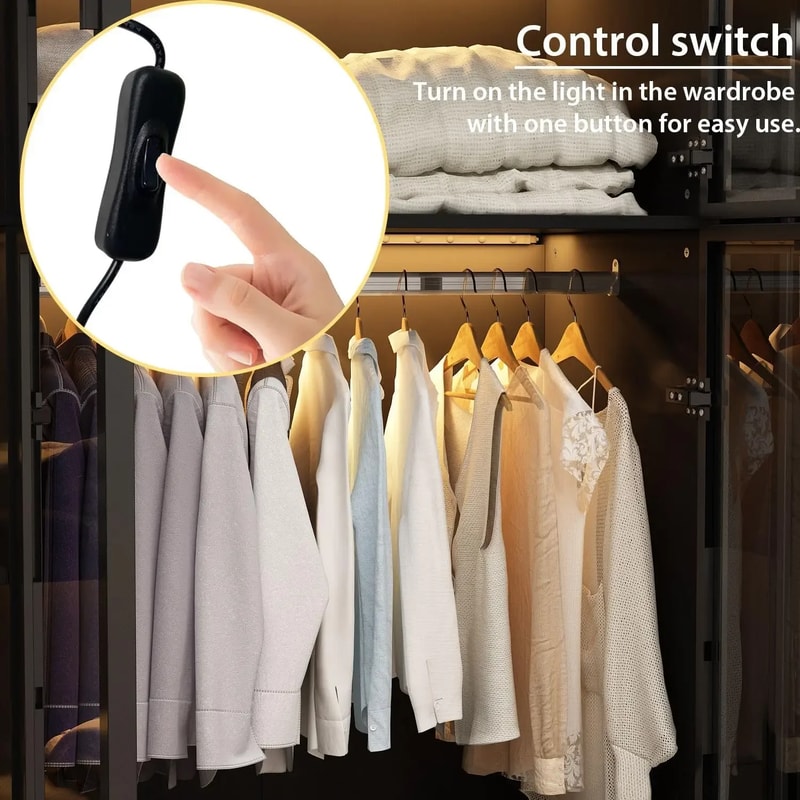 Black Glass Wardrobe Closet with Lights, Armoire with Hanging Rod, Stylish Armoire Wardrobe for Cloakroom