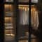 Black Glass Wardrobe Closet with Lights, Armoire with Hanging Rod, Stylish Armoire Wardrobe for Cloakroom