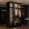 Black Glass Wardrobe Closet with Lights, Armoire with Hanging Rod, Stylish Armoire Wardrobe for Cloakroom