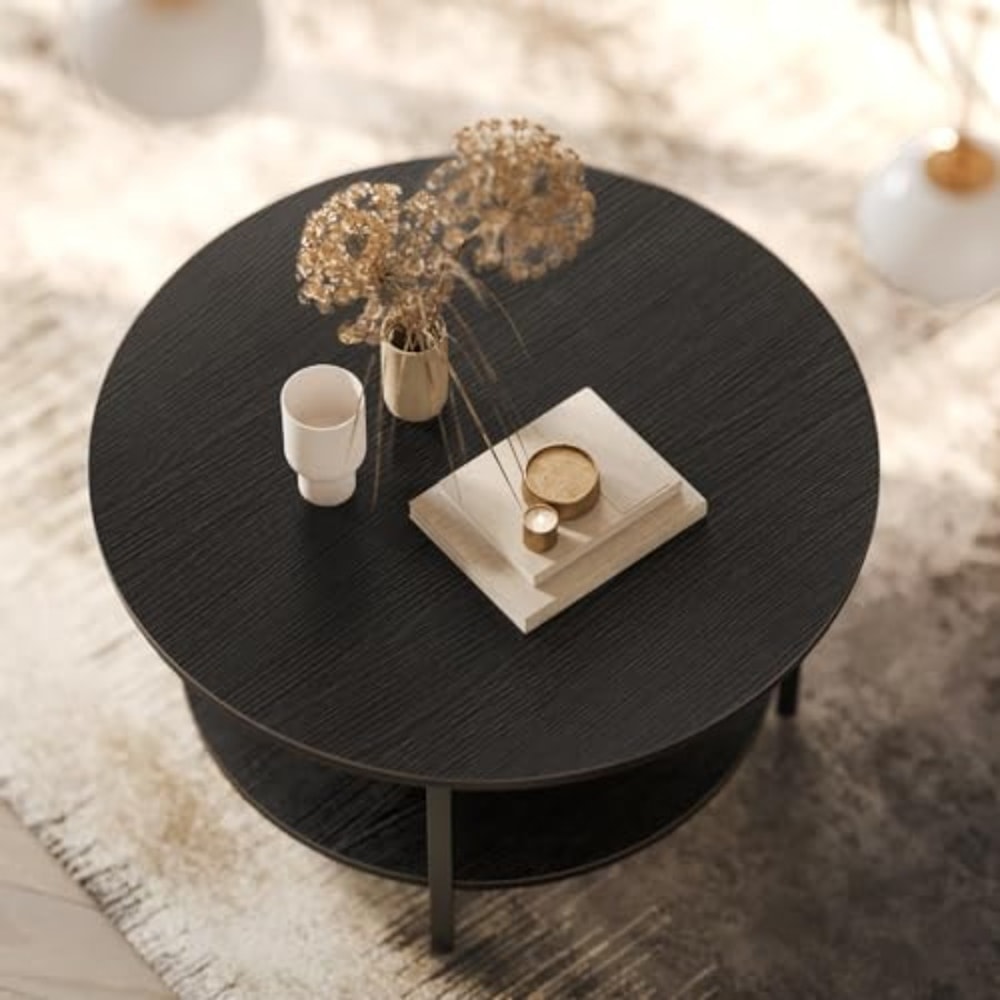 Round Lift Top Coffee Table with Storage, Hidden Compartment, Farmhouse Style Coffee Table for Living Room