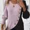Loose Casual Comfortable Knitted Women Clothes Winter Oneck Buttons Long Sleeved Pullovers 2