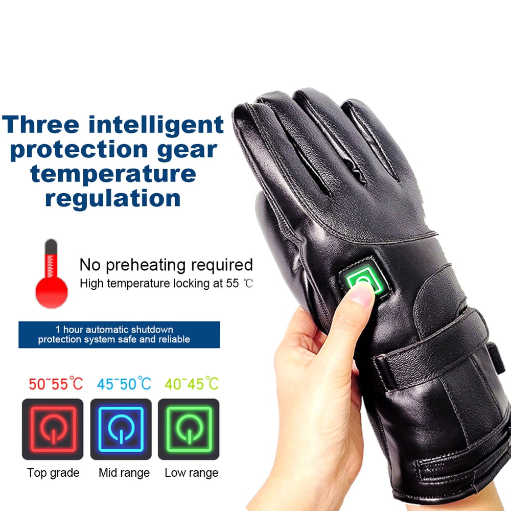 Battery Powered Heating Gloves, Rechargeable Heated Gloves with Temperature Levels, Outdoor, Ski, Motorcycle