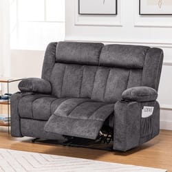 fabric reclining sofa chair with cup holders, manual recliner couch, upholstered reclinerchair set with side pockets