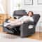 Fabric Reclining Sofa Chair with Cup Holders, Manual Recliner Couch, Upholstered Reclinerchair Set with Side Pockets