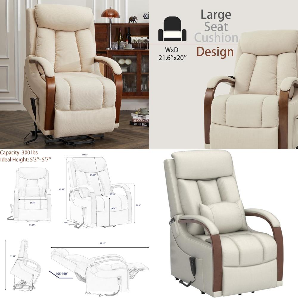 Dual Motor Power Sofa for Seniors, Comfortable Reclining Lift Chair with Heat and Massage Features