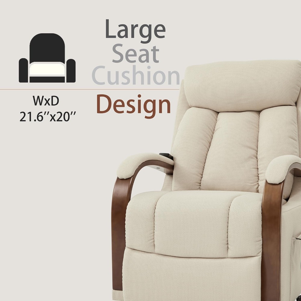 Dual Motor Power Sofa for Seniors, Comfortable Reclining Lift Chair with Heat and Massage Features