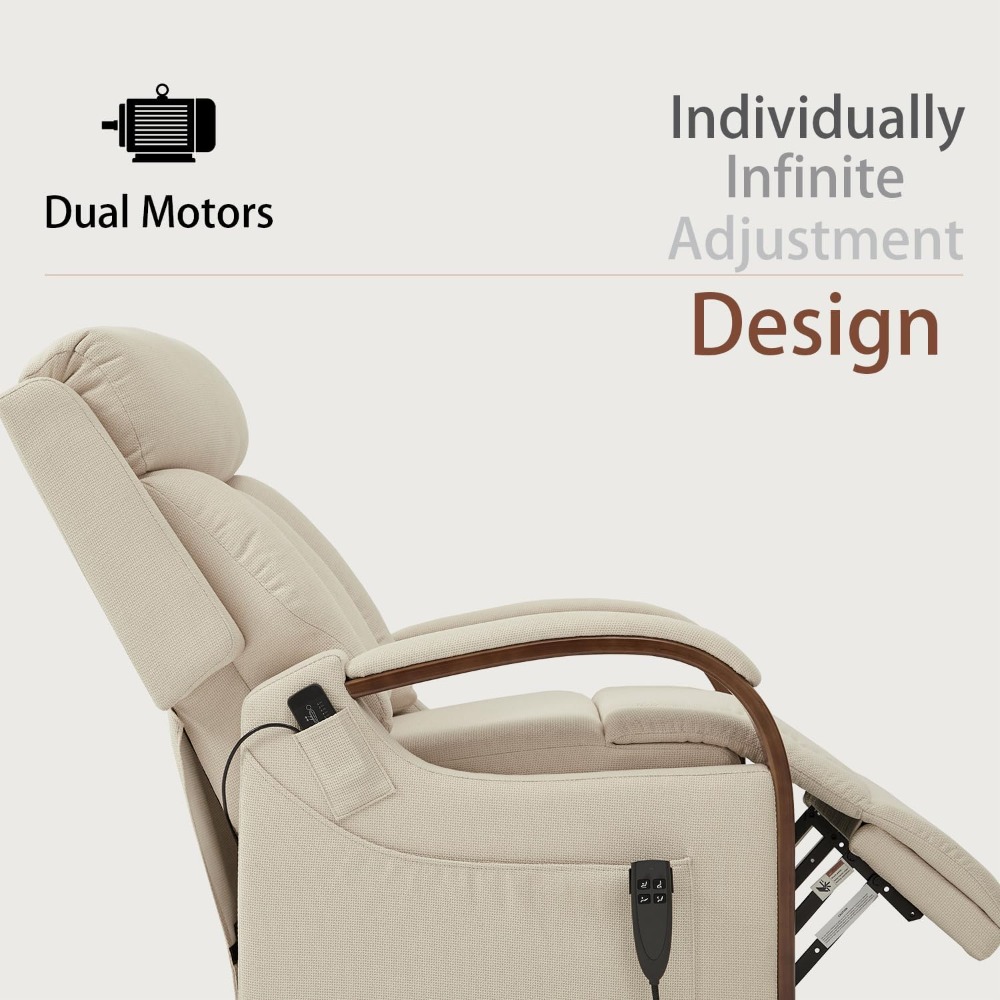 Dual Motor Power Sofa for Seniors, Comfortable Reclining Lift Chair with Heat and Massage Features
