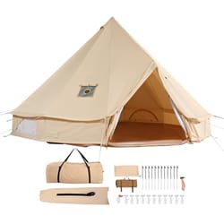succebuy canvas bell tent, yurt tent with stove jack, breathable and durable, ideal for camping