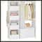 Freestanding Clothes Storage Organizer with Hanging Rod & Curtain, Portable Wardrobe Closet for Bedroom