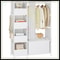 Freestanding Clothes Storage Organizer with Hanging Rod & Curtain, Portable Wardrobe Closet for Bedroom