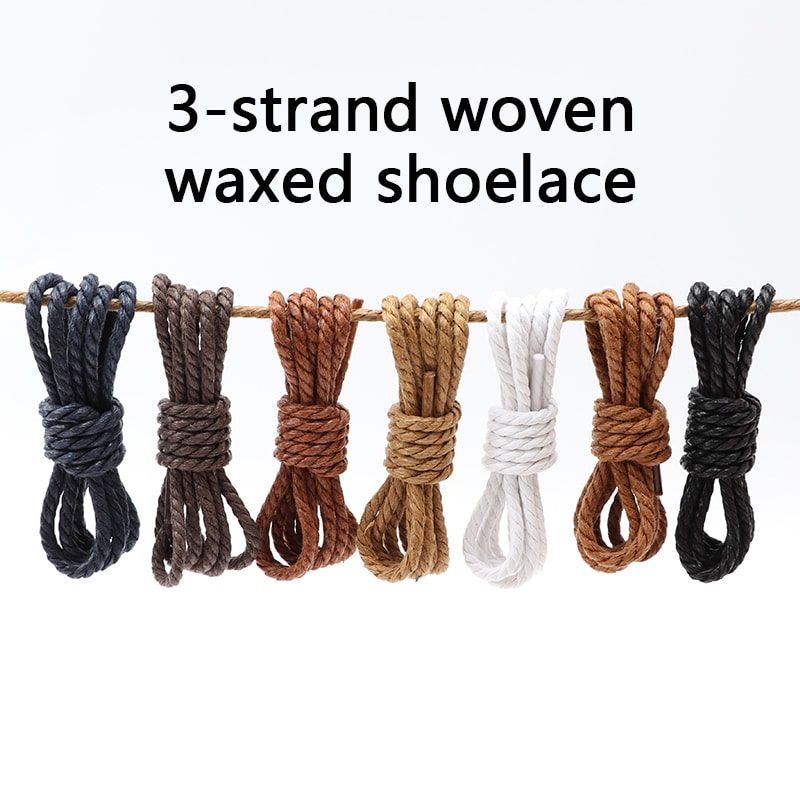 Casual Leather Shoelaces Waxed Round Laces For Boots Sport Shoes Shoestring Cord Ropes 3
