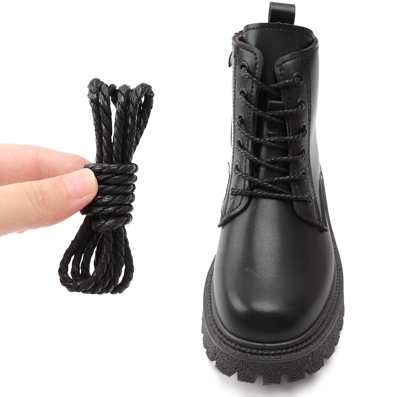 Casual Leather Shoelaces Waxed Round Laces For Boots Sport Shoes Shoestring Cord Ropes 4