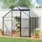 Adjustable Roof Vent Outdoor Patio Greenhouse, Sliding Door Walk-In Polycarbonate Greenhouse for Winter Plants