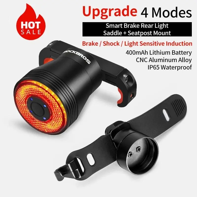 LED Charging Cycling Taillight Bicycle Smart Auto Brake Sensing Light Waterproof IPx6 Bike Rear Lig 5