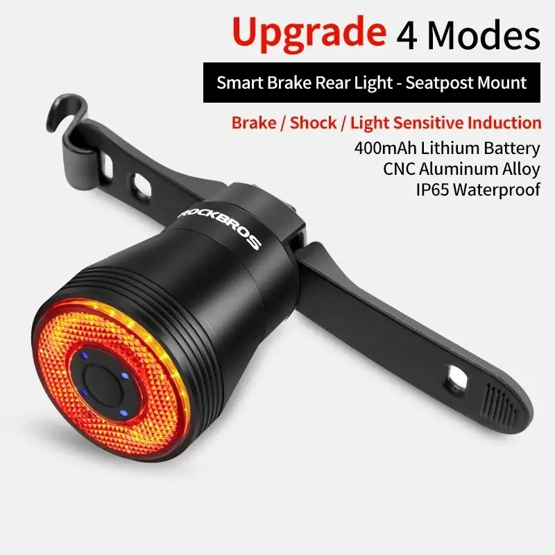 LED Charging Cycling Taillight Bicycle Smart Auto Brake Sensing Light Waterproof IPx6 Bike Rear Lig 6