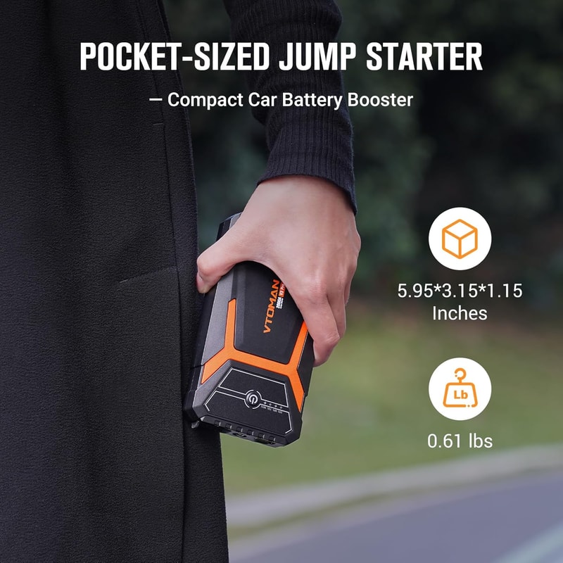 Portable Car Battery Charger for Gas,Diesel, Pro Jump Starter, Lithium Jump Box with LED Lights