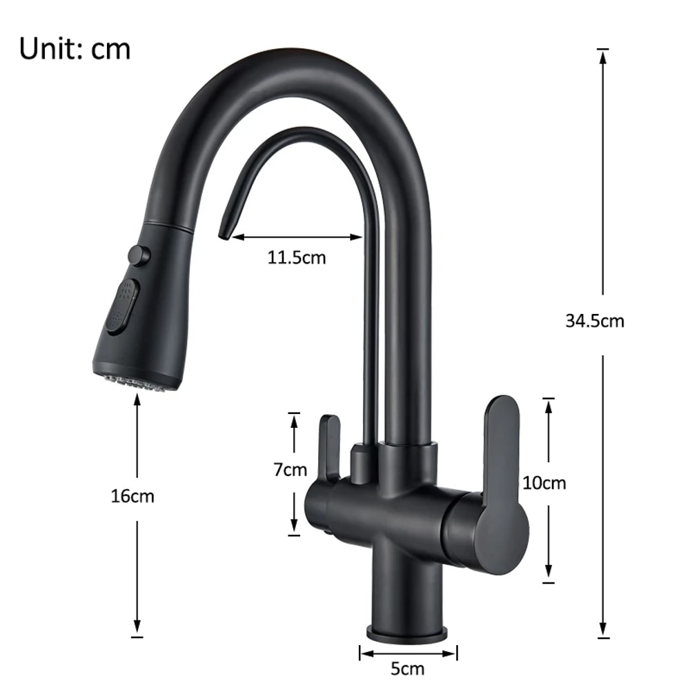 Black Pull Out Kitchen Faucet 3 Way Water Filter Tap Purification System Torneira Para Cozinha De P 8