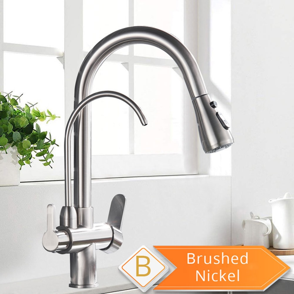 Black Pull Out Kitchen Faucet 3 Way Water Filter Tap Purification System Torneira Para Cozinha De P 5