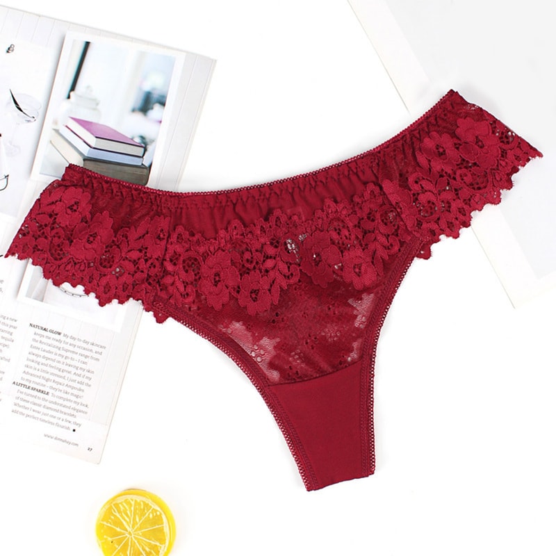 Sexy Comfortable Lingerie For Women Lace Low Thong Underwear Cotton Waist Crotch Lingerie Chemise T 2