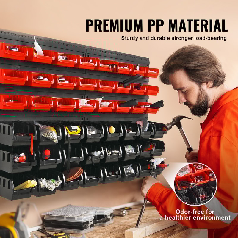 Wall Mounted Garage Storage Bins, SucceBuy Tool Organizer, Parts Containers for Nuts, Bolts, Screws