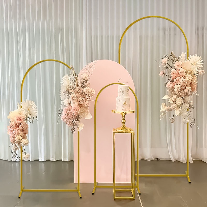 Gold Metal Wedding Arch Backdrop Stands For Ceremony Baby Shower Birthday Party Decorations 3