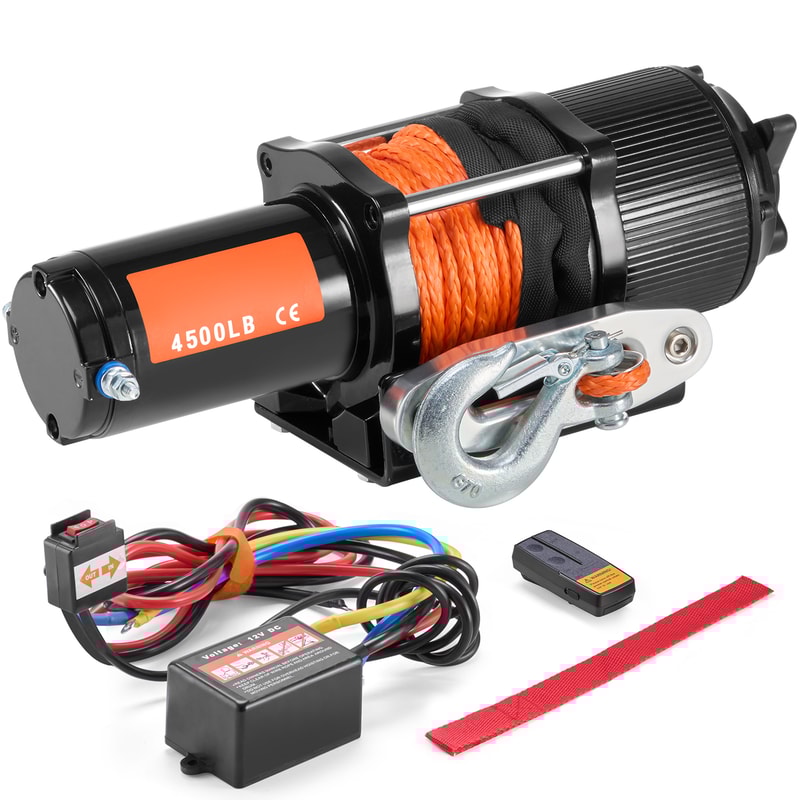 Electric Winch, Synthetic Rope, Wireless & Wired Remote, Waterproof for Jeeps, Lengthterproof for Jeeps