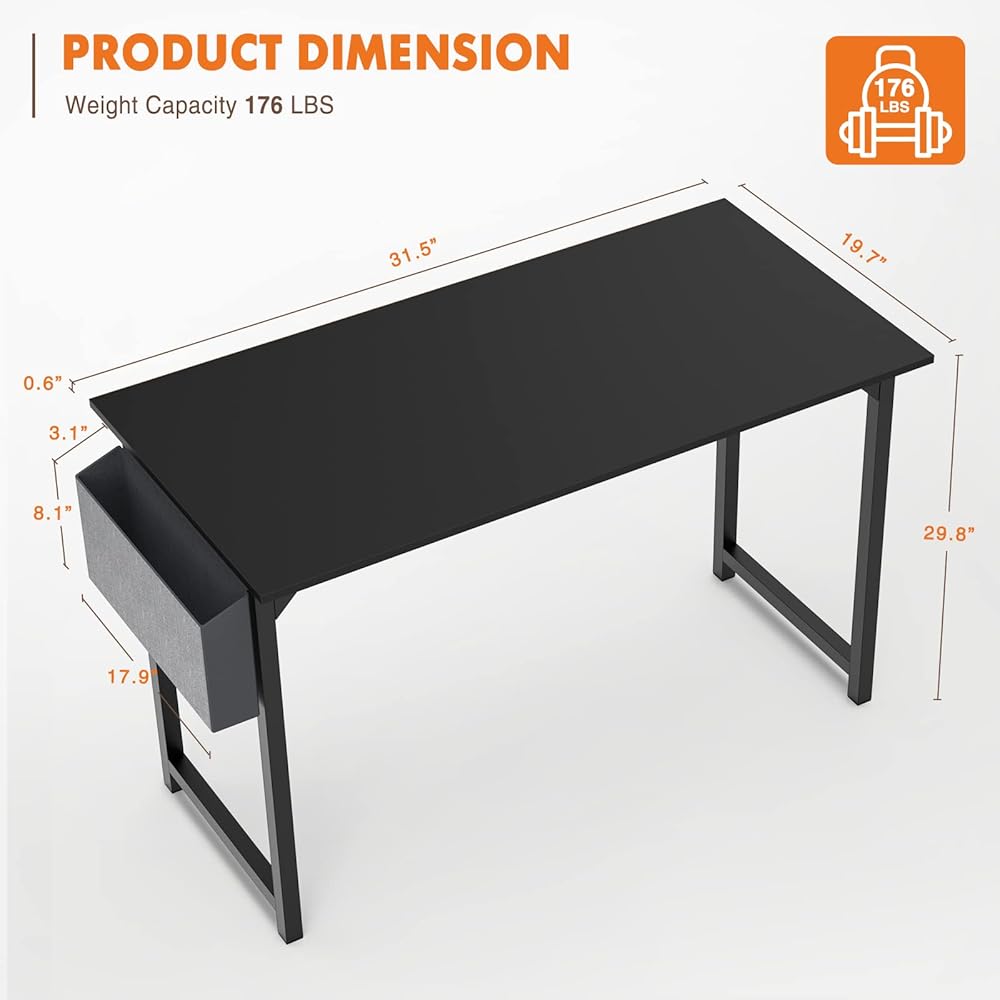 Small Computer Desk, Home Office Writing Desk, Modern Style Work Table, Compact Study Table for Small Spaces