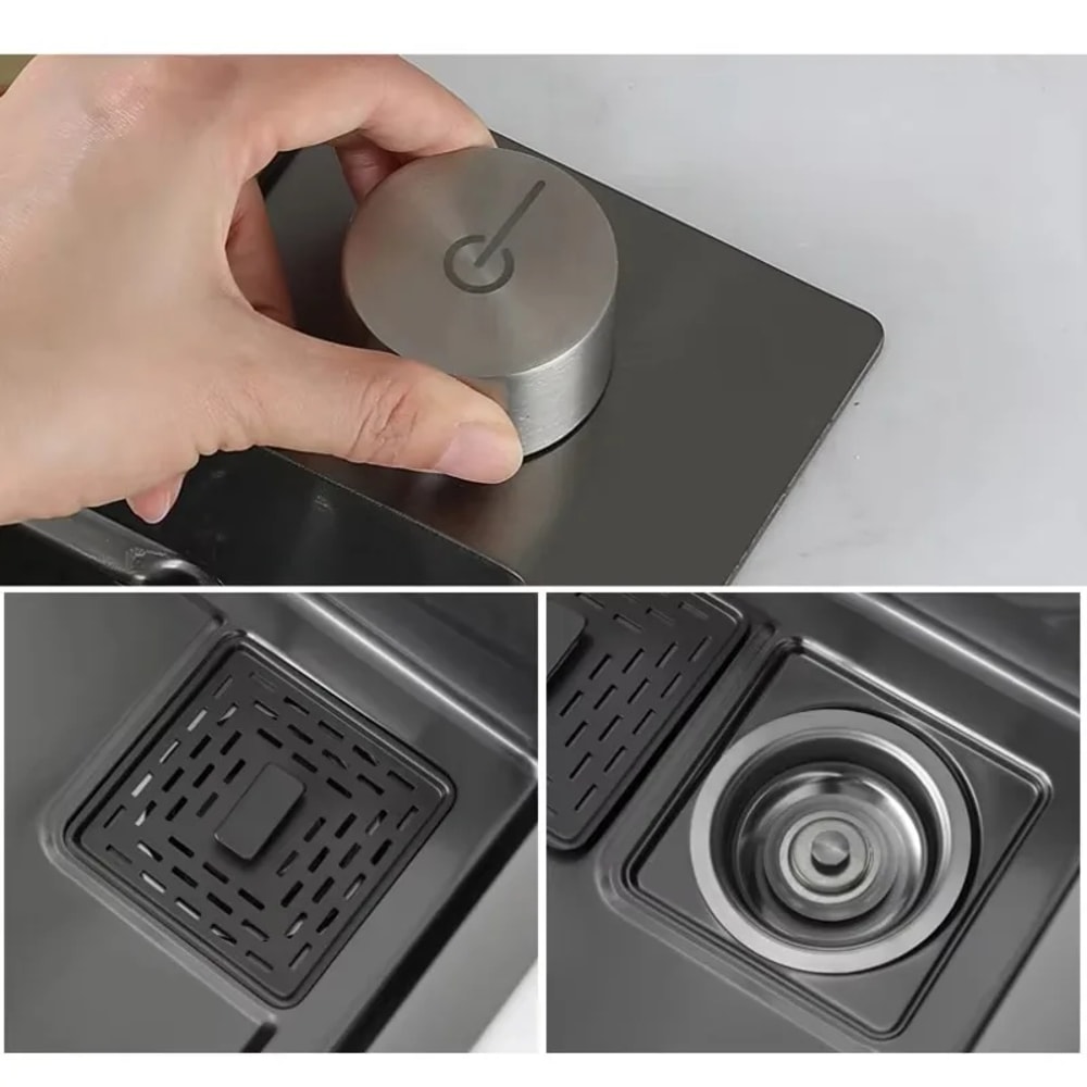 Stainless Steel Waterfall Kitchen Sink With Cup Washer Soap Dispenser Discount AntiScratch Multifu 4