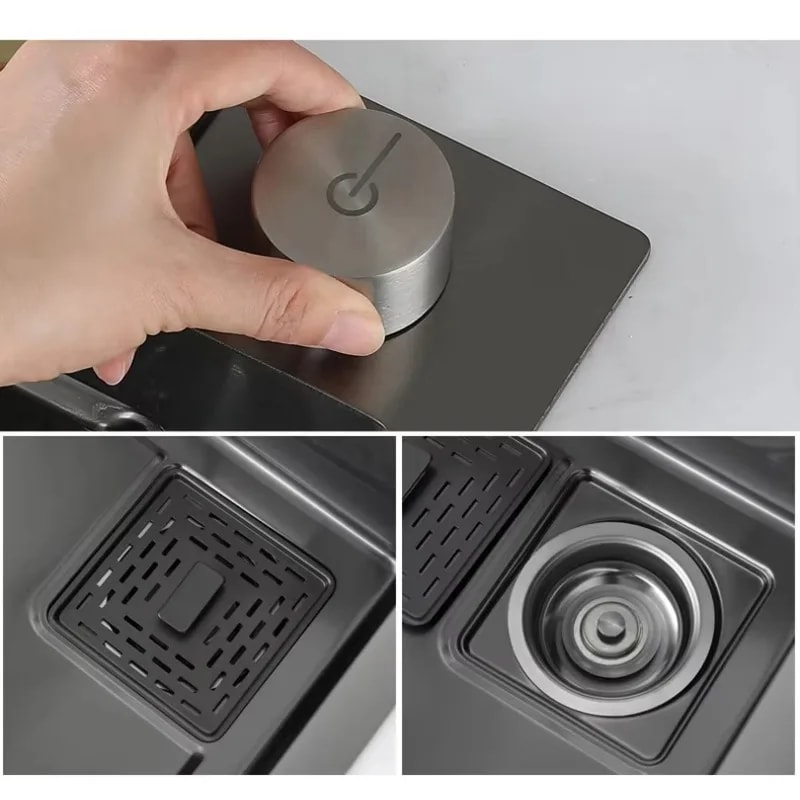 Stainless Steel Waterfall Kitchen Sink With Cup Washer Soap Dispenser Discount AntiScratch Multifu 4