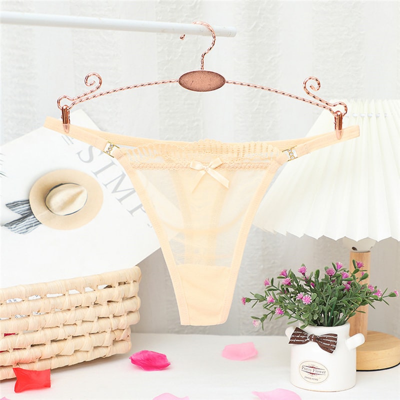 Sexy Mesh Panties For Women Low Waist Thong With Bow Lace Trim Comfortable Seamless Underpants Ling 8