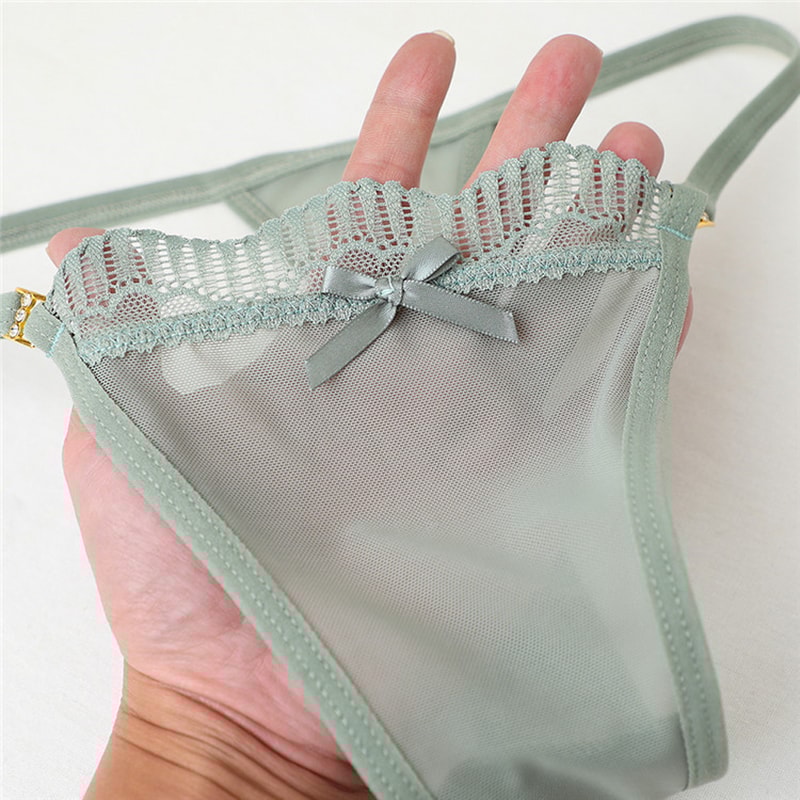 Sexy Mesh Panties For Women Low Waist Thong With Bow Lace Trim Comfortable Seamless Underpants Ling 5