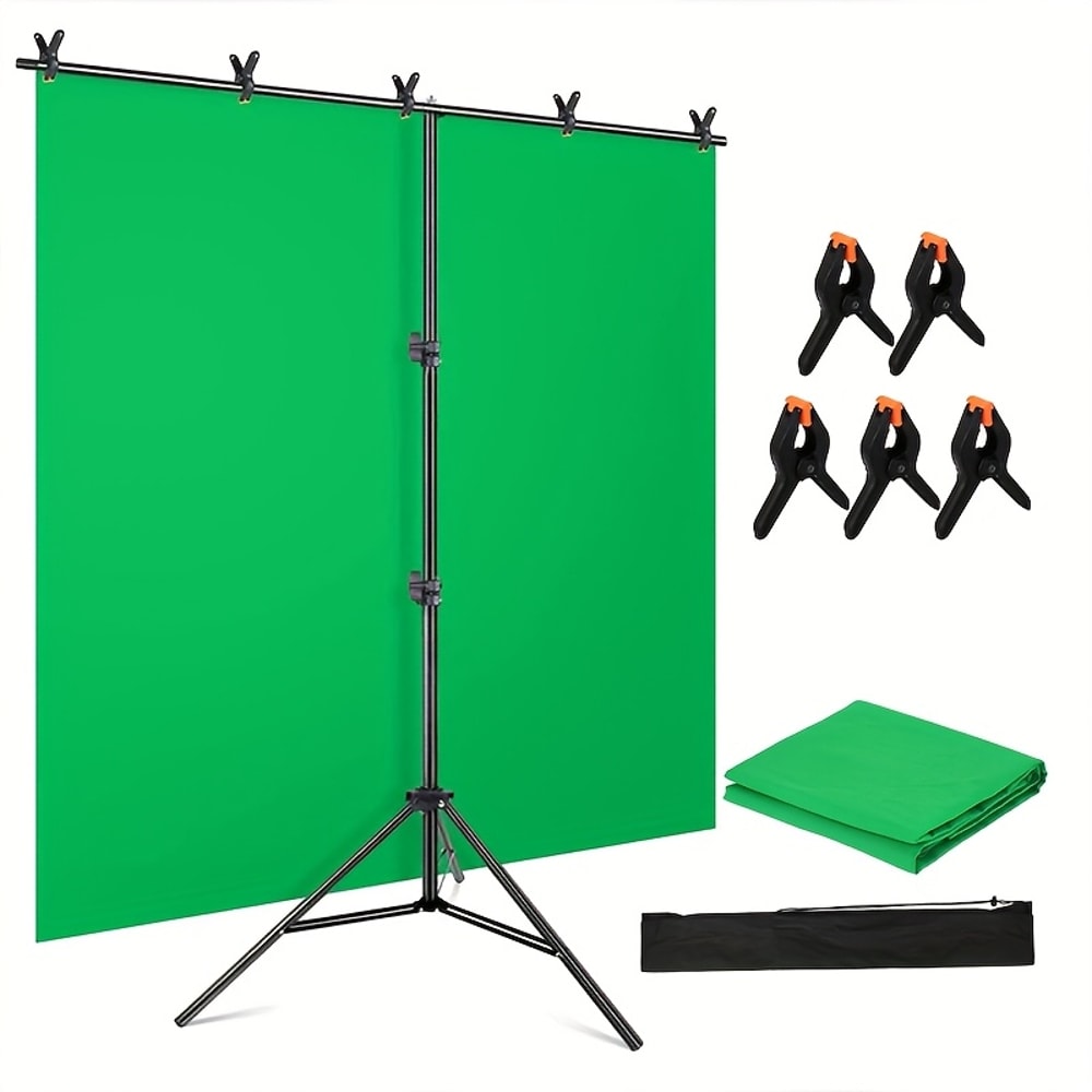 Adjustable Green Screen Kit with Stand, Green Screen Background for Gaming, Streaming, Photography