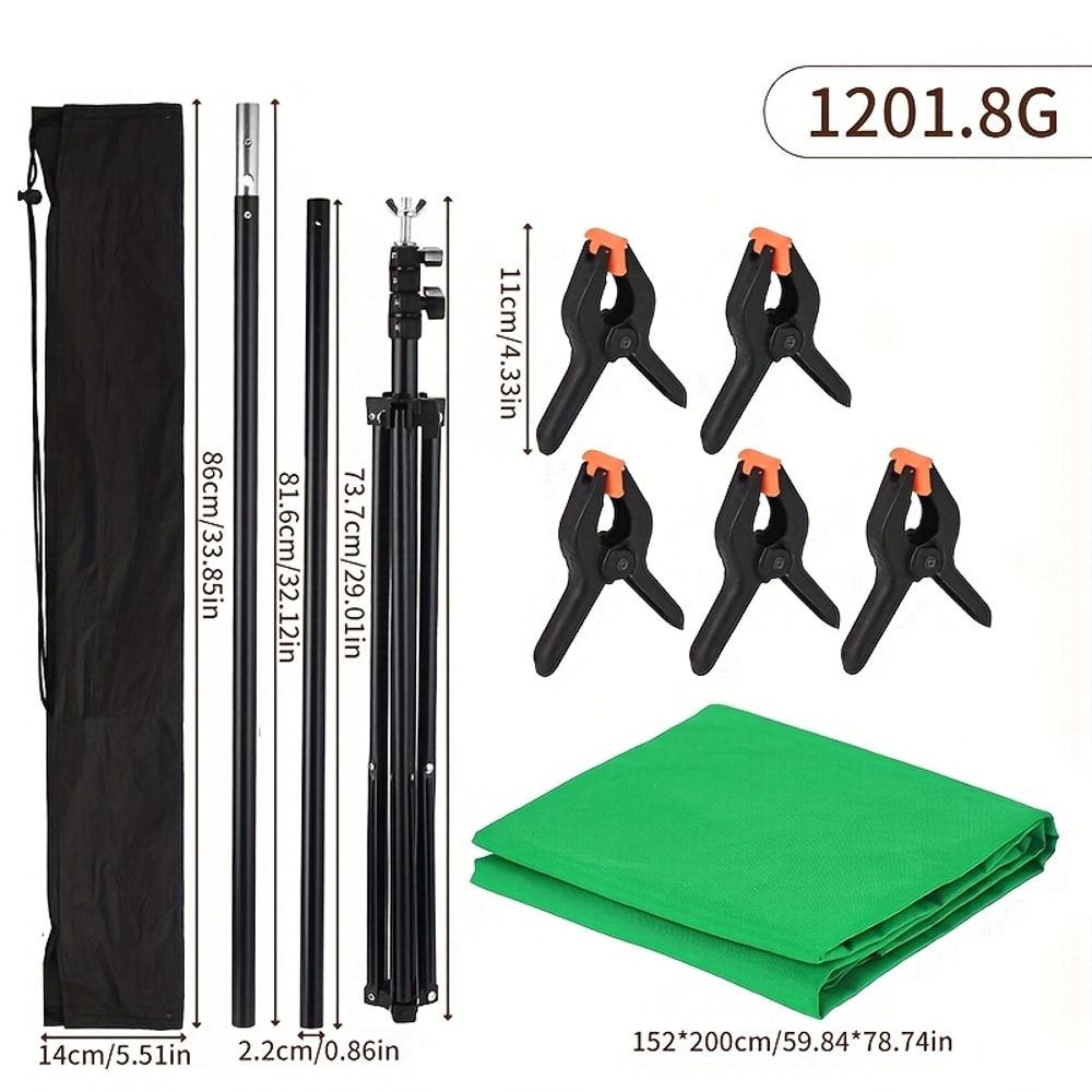 Adjustable Green Screen Kit with Stand, Green Screen Background for Gaming, Streaming, Photography