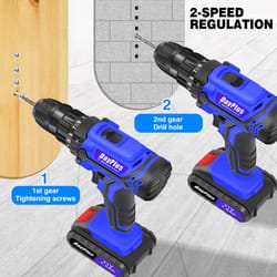 cordless drill set with torque settings, handheld screwdriver drill, li-ion battery & fast charger